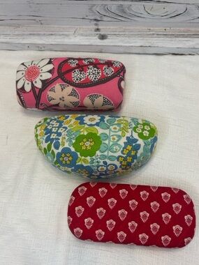 Vera Bradley Quilted Clamshell Eyeglasses Case, Lot of 3, Floral Prints